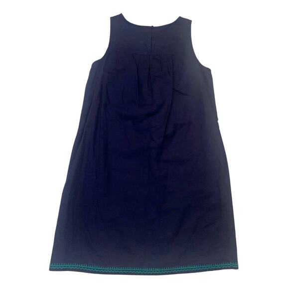 J. Crew Floral Embroidered Navy Blue Green Linen Sleeveless Short Shift Dress XS - Picture 9 of 12